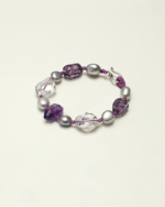 SANSUN Amethyst Clear Quartz Grey Pearl Bracelet - Sleep Aid & Anxiety Relief