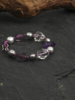 SANSUN Amethyst Clear Quartz Grey Pearl Bracelet - Sleep Aid & Anxiety Relief - Image 3