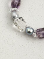 SANSUN Amethyst Clear Quartz Grey Pearl Bracelet - Sleep Aid & Anxiety Relief - Image 4