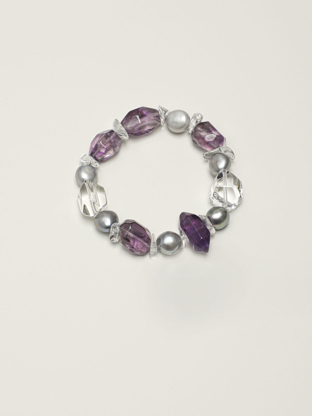 SANSUN Amethyst Clear Quartz Crushed Stone Bracelet - Stress Relief & Spiritual Clarity