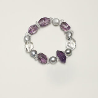 SANSUN Amethyst Clear Quartz Crushed Stone Bracelet - Stress Relief & Spiritual Clarity