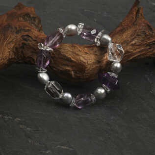 SANSUN Amethyst Clear Quartz Crushed Stone Bracelet - Stress Relief & Spiritual Clarity