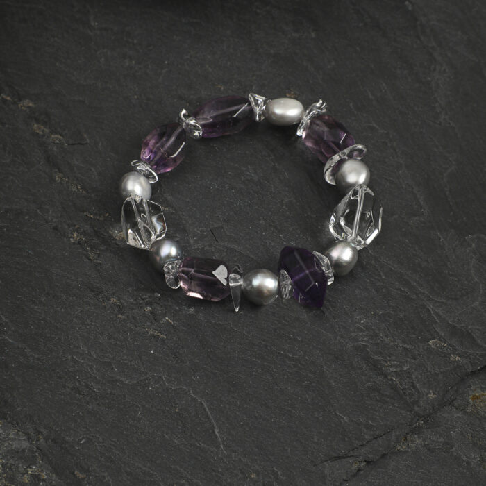 SANSUN Amethyst Clear Quartz Crushed Stone Bracelet - Stress Relief & Spiritual Clarity - Image 3
