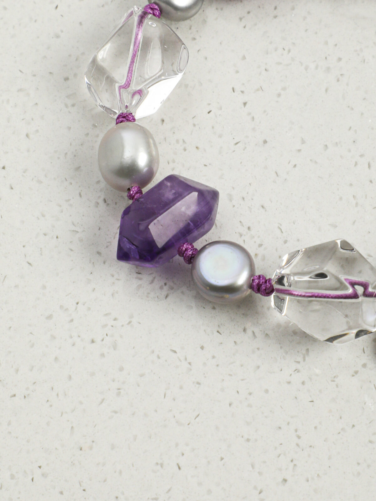 SANSUN Amethyst Clear Quartz Crushed Stone Bracelet - Stress Relief & Spiritual Clarity