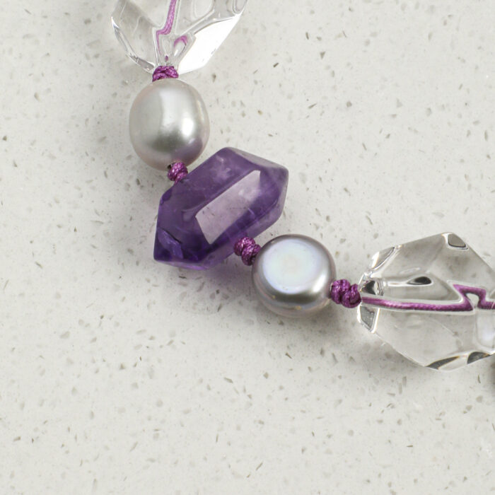 SANSUN Amethyst Clear Quartz Crushed Stone Bracelet - Stress Relief & Spiritual Clarity - Image 4