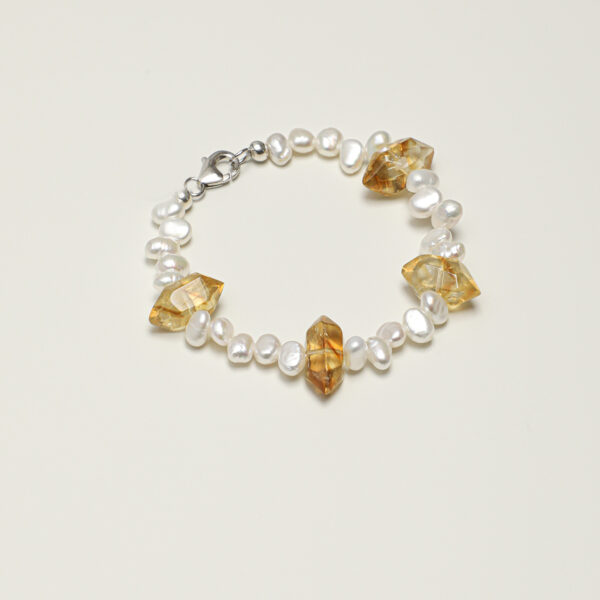 SANSUN Citrine Baroque Pearl Bracelet - Wealth Success & Optimism