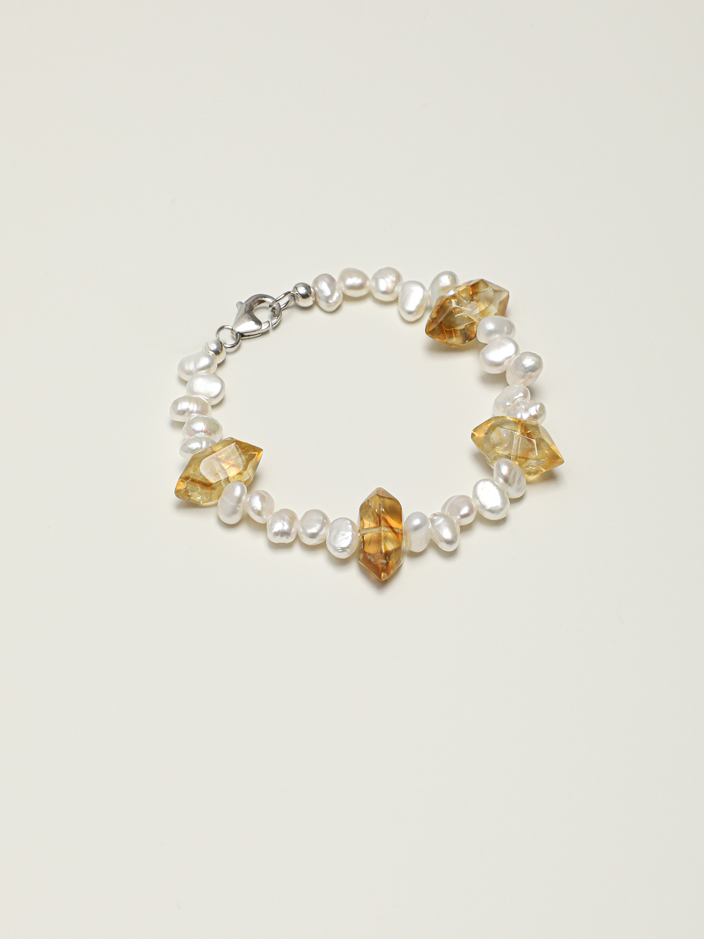 PS2508294-1 SANSUN Citrine Baroque Pearl Bracelet - Wealth Success & Optimism - Image 1