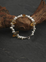 SANSUN Citrine Baroque Pearl Bracelet - Wealth Success & Optimism - Image 2