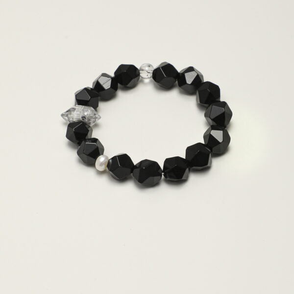SANSUN Black Onyx Obsidian Bracelet - Protection & Grounding EMF Shield