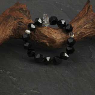 SANSUN Black Onyx Obsidian Bracelet - Protection & Grounding EMF Shield