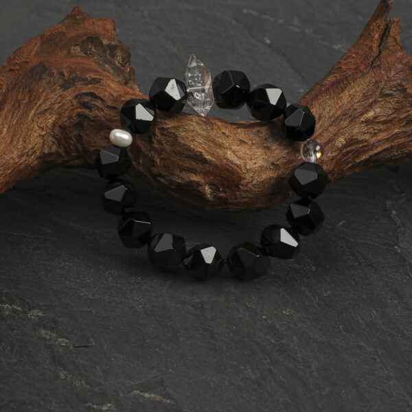 SANSUN Black Onyx Obsidian Bracelet - Protection & Grounding EMF Shield