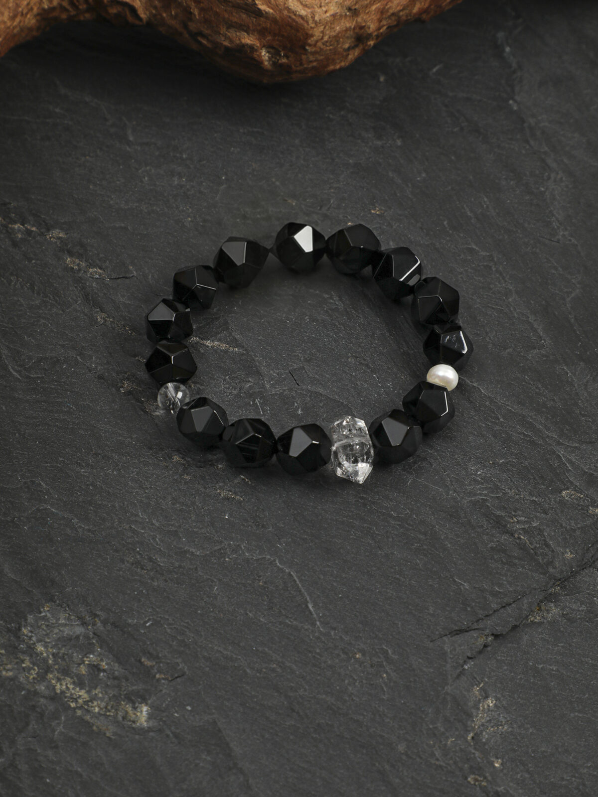 SANSUN Black Onyx Obsidian Bracelet - Protection & Grounding EMF Shield