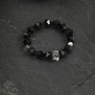 SANSUN Black Onyx Obsidian Bracelet - Protection & Grounding EMF Shield