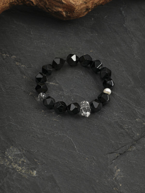 SANSUN Black Onyx Obsidian Bracelet - Protection & Grounding EMF Shield