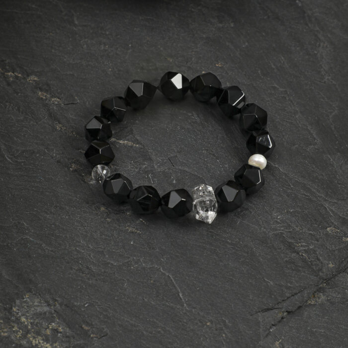 SANSUN Black Onyx Obsidian Bracelet - Protection & Grounding EMF Shield - Image 3
