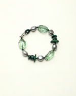 SANSUN Malachite Green Fluorite Grey Pearl Bracelet - Detox & Heart Healing