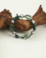 SANSUN Malachite Green Fluorite Grey Pearl Bracelet - Detox & Heart Healing - Image 2