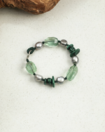 SANSUN Malachite Green Fluorite Grey Pearl Bracelet - Detox & Heart Healing - Image 3
