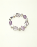 SANSUN Amethyst Clear Quartz Pearl Bracelet - Daily Spiritual Protection