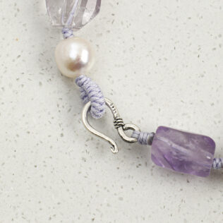 SANSUN Amethyst Clear Quartz Pearl Bracelet - Daily Spiritual Protection