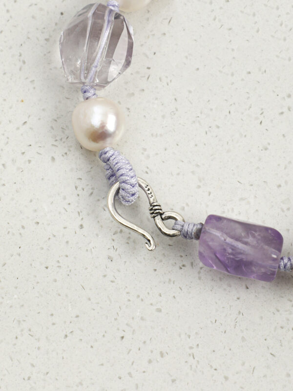 SANSUN Amethyst Clear Quartz Pearl Bracelet - Daily Spiritual Protection