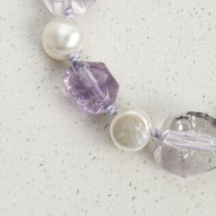 SANSUN Amethyst Clear Quartz Pearl Bracelet - Daily Spiritual Protection