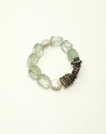 SANSUN Green Quartz Smoky Quartz Teardrop Pearl Bracelet - Heart Chakra & Grounding