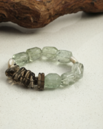 SANSUN Green Quartz Smoky Quartz Teardrop Pearl Bracelet - Heart Chakra & Grounding - Image 3