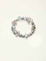 SANSUN Black Obsidian Grey Rice Pearl Bracelet - Minimalist Protection