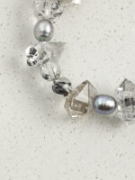 SANSUN Black Obsidian Grey Rice Pearl Bracelet - Minimalist Protection - Image 3