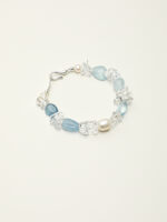 SANSUN Aquamarine Clear Quartz Crushed Ice Bracelet - Throat Chakra & Daily Calm