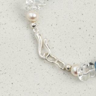 SANSUN Aquamarine Clear Quartz Crushed Ice Bracelet - Throat Chakra & Daily Calm
