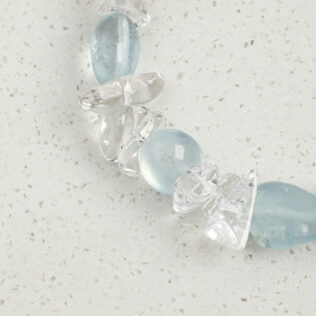 SANSUN Aquamarine Clear Quartz Crushed Ice Bracelet - Throat Chakra & Daily Calm