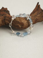 SANSUN Aquamarine Clear Quartz Crushed Ice Bracelet - Throat Chakra & Daily Calm - Image 2