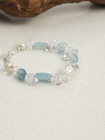 SANSUN Aquamarine Clear Quartz Crushed Ice Bracelet - Throat Chakra & Daily Calm - Image 3
