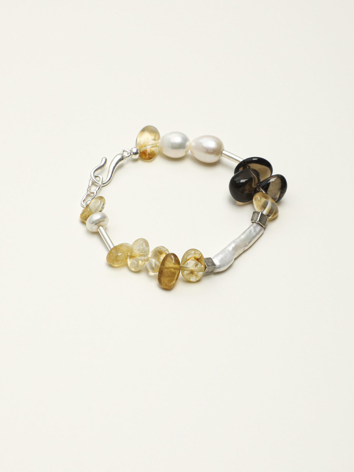 SANSUN Citrine Smoky Quartz Rice Pearl Bracelet - Wealth Manifestation & Success
