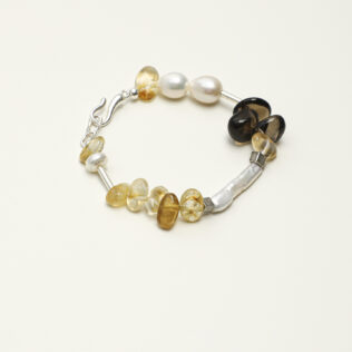 SANSUN Citrine Smoky Quartz Rice Pearl Bracelet - Wealth Manifestation & Success