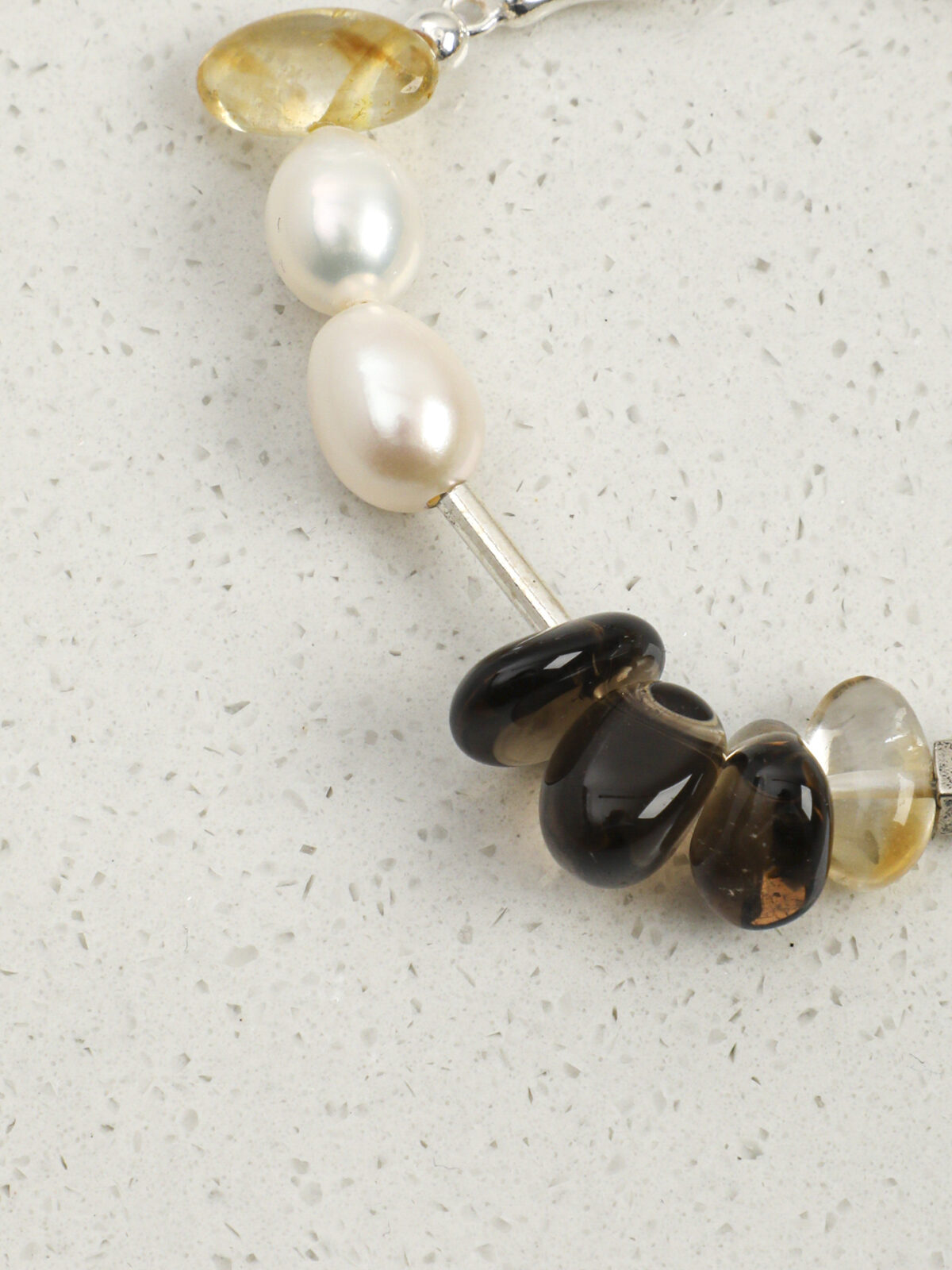 SANSUN Citrine Smoky Quartz Rice Pearl Bracelet - Wealth Manifestation & Success