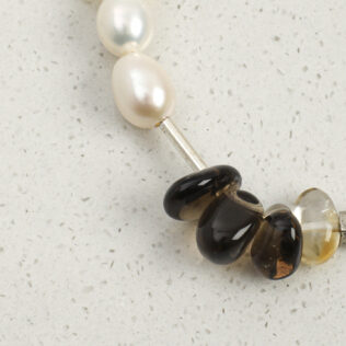 SANSUN Citrine Smoky Quartz Rice Pearl Bracelet - Wealth Manifestation & Success