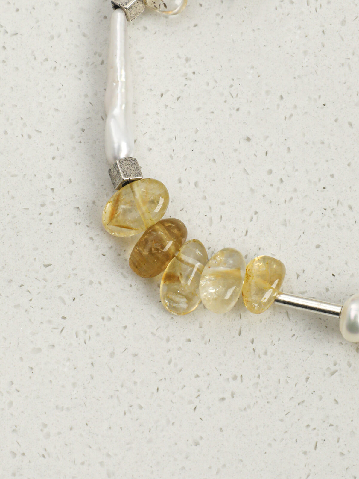 SANSUN Citrine Smoky Quartz Rice Pearl Bracelet - Wealth Manifestation & Success