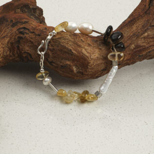 SANSUN Citrine Smoky Quartz Rice Pearl Bracelet - Wealth Manifestation & Success