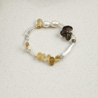 SANSUN Citrine Smoky Quartz Rice Pearl Bracelet - Wealth Manifestation & Success