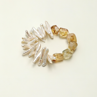 SANSUN Citrine Baroque Tooth Pearl Bracelet - Creativity & Optimism Minimalist