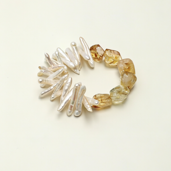 SANSUN Citrine Baroque Tooth Pearl Bracelet - Creativity & Optimism Minimalist