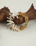 SANSUN Citrine Baroque Tooth Pearl Bracelet - Creativity & Optimism Minimalist - Image 2