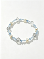 Aquamarine & Freshwater Pearl Crystal Bracelet