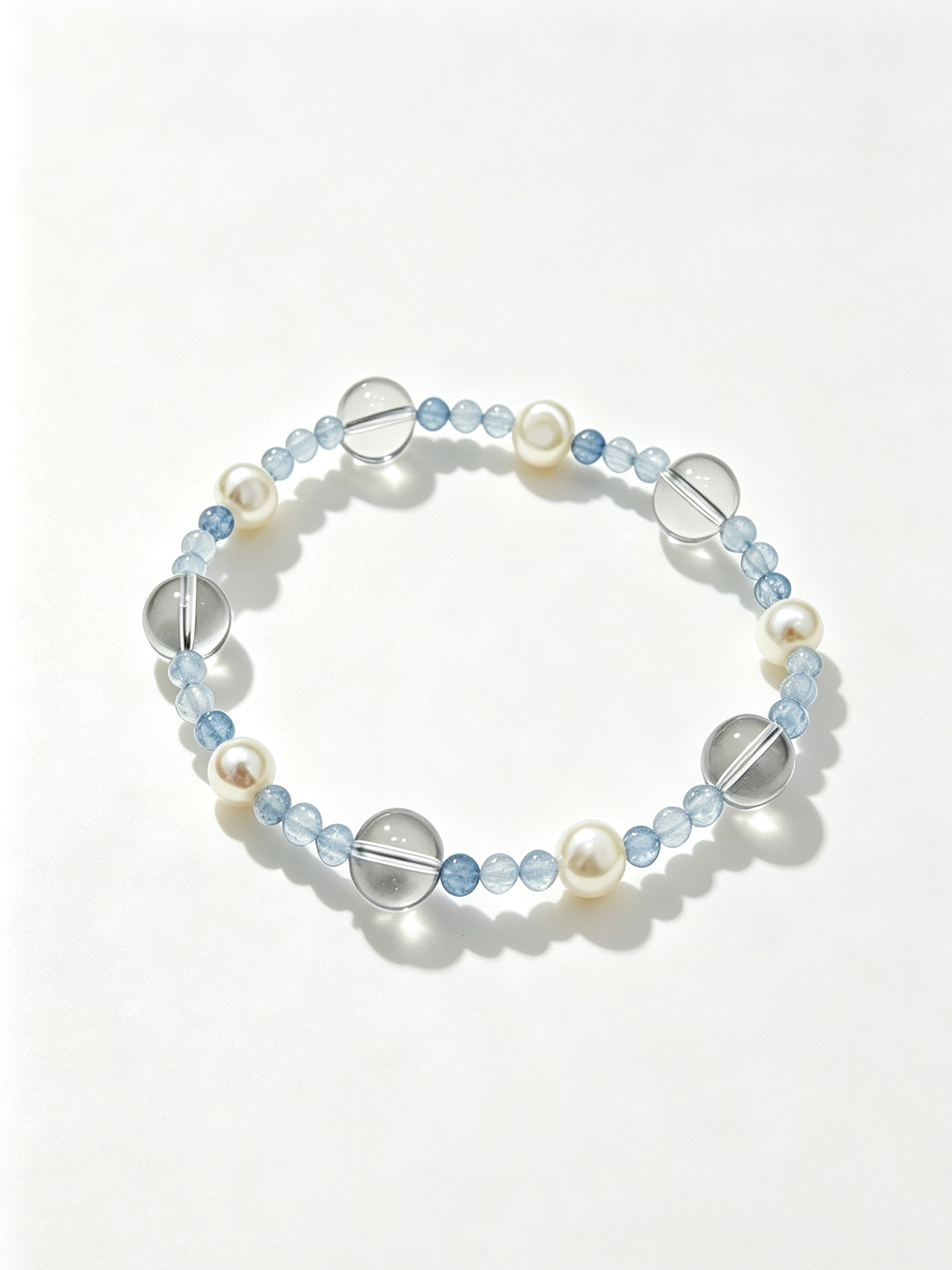 1 Aquamarine & Freshwater Pearl Crystal Bracelet - Image 1