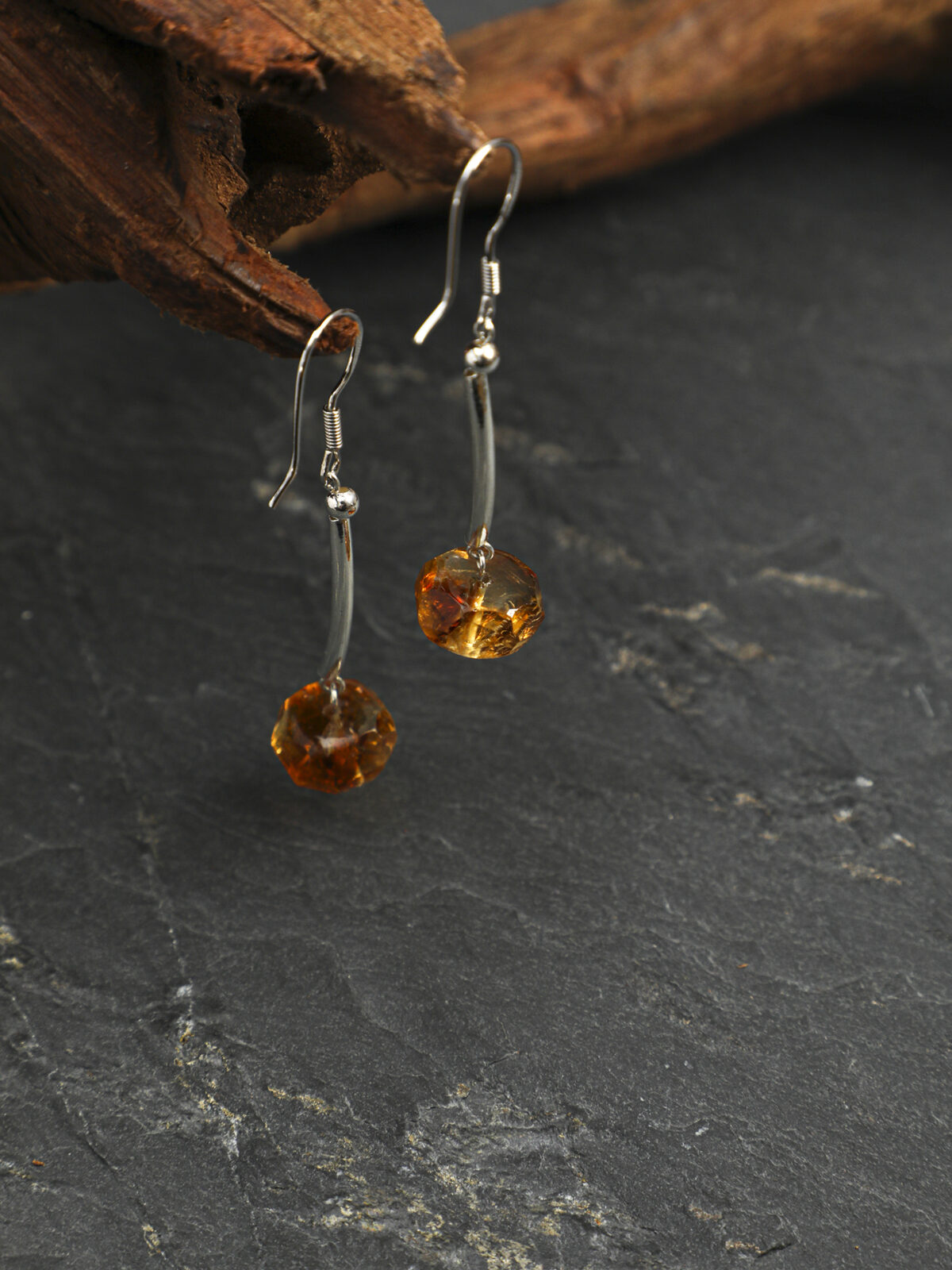Brazilian Citrine Drop Earrings in Sterling Silver