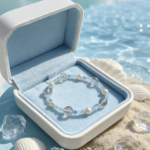 Aquamarine & Freshwater Pearl Crystal Bracelet - Image 3
