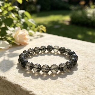 Natural Black Rutilated Crystal Bracelet